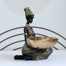 GobekUsa Black Woman Resin Statue: Exotic Desktop Decor & Storage Container