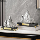 GobekUsa Ceramic Mountain Sculpture Decor - Golden/Silver Landscape Ornament
