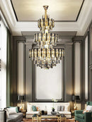 GobekUsa Crystal Loft Chandelier: Modern Luxury Pendant Light for Living Room or Hotel Lobby