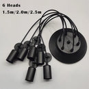 Black Industrial Spider Pendant Light, 6-Light Iron