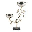 GobekUsa Golden Bird Metal Snack Bowl with Branches and Birds Fruit Platter