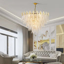 GobekUsa Glass Leaf Luxury Chandelier LED Pendant Lights for Modern Living Room