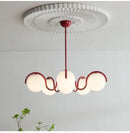 GobekUsa Bean Glass Pendant Light, red & cream, Minimalist Nordic Chandelier for Living Room, Bedroom, Dining & Study