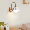 GobekUsa Cream LED Wooden Flower Wall Lamp, Modern Bedroom Bedside Reading Light