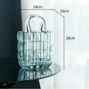 GobekUsa Clear Glass Vase Terrarium Handbag for Living Room Decoration