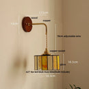 GobekUsa Ceramic LED Wall Light Copper Pull Chain Wood Base Modern Bedside Lamp