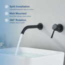 GobekUsa Black Wall Mounted Basin Faucet with Single Handle Hot Cold Water Mixer Tap