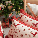 GobekUsa Christmas Jacquard Elk Snowflake Embroidered Throw Pillow Cover - Festive Home Decor