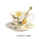 GobekUsa Gold Edge Cup & Saucer Set: Lemon Teapot, Coffee Mug, Ceramic Plates & Drinkware