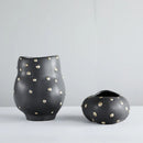 GobekUsa Black Resin Flower Pot Gold Accent Vase for Chic Home Decor
