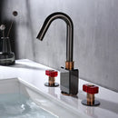 GobekUsa Gray Brass Basin Faucets, Deck Mounted Double Handle Bathroom Sink Tap