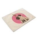 GobekUsa Cute Dog Linen Dining Mats Coasters 42*32cm Home Decor