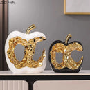 GobekUsa Ceramic Apple Sculpture Desk Decoration - Gold-plated Hollow Out Craft, Room Aesthetic Ornament