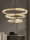 GobekUsa Crystal Gold Ring LED Chandelier for Minimalist Luxury Home Decor