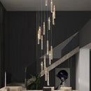 GobekUsa Cylindrical Stair Chandelier: Modern Attic Living Room Lighting