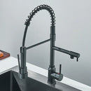 GobekUsa Black Kitchen Faucet Spring Pull Down Sprayer Dual Spout Nozzle Mixer Tap