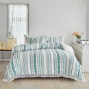 GobekUsa Boho Stripe Furball Duvet Set: High-Quality King Size Bedding with Tassels