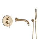 GobekUsa Dual Handle Bathtub Faucet Set with Hand Sprayer and Wall Mount Spout