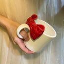 GobekUsa Bow Knot Ceramic Coffee Mug, Handgrip Porcelain Cup, Children Birthday Present