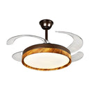 GobekUsa LED Solid Wood Round Ceiling Fan Light with Remote Control