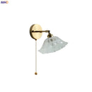 GobekUsa Glass Shade LED Wall Light with Pull Chain Switch - Plug-In Bedroom Lamp
