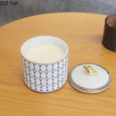 GobekUsa Gold Plated Ceramic Storage Jar with Candle Cup Cosmetic Containers Desk Decoration