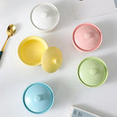 GobekUsa Ceramic Dessert Bowl with Cover, Small Porcelain Soup Bowl, Cake Baking Mold