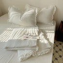 GobekUsa Korean Princess Lace Ruffles Summer Quilt Bedspread - 3Pc Bedding Set
