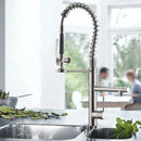 GobekUsa Brushed Nickel Spring Kitchen Faucet Single Handle 360 Rotation Mixer Tap