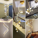 GobekUsa Black Acrylic LED Chandelier Staircase Pendant Light - Creative Meteor Shower Design