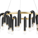 GobekUsa Black U Shape Tube Gold Ring Chandelier for Foyer Dining Room Lighting