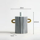 GobekUsa Black and White Dots Geometric Ceramic Vase: Home Decoration Handicraft Ornament