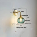 GobekUsa Green Class Ball LED Wall Light with Copper Socket for Bedroom Living Dining Room