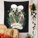 GobekUsa Lover Skeleton Tapestry Wall Hanging With Rose Flower Psychedelic Boho Blanket