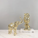 GobekUsa Golden Openwork Animal Sculpture Set for Home Decoration