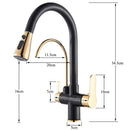 GobekUsa Gourmet Pull Out Black Gold Kitchen Faucet with Sprayer Mixer Swivel Sink Tap