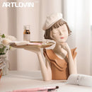 GobekUsa Balloon Girl Bust Vase and Tray Set - Modern Resin Sculptures for Living Room Decor