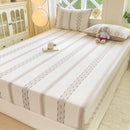 GobekUsa Cotton Jacquard Fitted Sheet Set with 2 Pillowcases, Dustproof & Anti-Slip