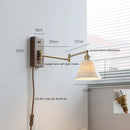 GobekUsa Canopy LED Wall Light, Walnut Ash Wood, Pull Chain Switch, Left Right Rotate