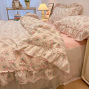 GobekUsa Korean Princess Floral Print Bedding Set in Washed Cotton for Girls