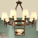 GobekUsa Country Retro Chandelier Fabric Lampshade Ceiling Pendant Light for Home Indoor Decor