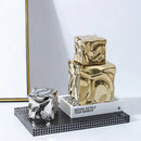 GobekUsa Gold Ceramic Geometric Irregular Fold Pattern Decorative Figurine