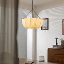 Japanese Fabric Flower Pendant Light With Iron Chain