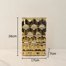 GobekUsa Golden Square Ceramic Vase with Artificial Flowers for Room Aesthetic Decor