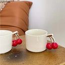 GobekUsa Cherry Handle Mug: White Ceramic Tea & Coffee Cup for Dining Table