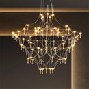 GobekUsa Golden Lustre Crystal Chandelier for Living Dining Bedroom LED Lights