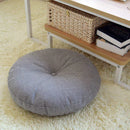 GobekUsa Grey Linen Round Floor Pillow Seating Cushion with Zippered Cover Pouf