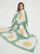 GobekUsa Cute Poached Egg Blanket Throw - Kawaii Fried Egg Pattern Cozy Knit Blanket for Living Room and Bedroom