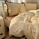 GobekUsa French Lace Washed Cotton Bedding Sets for King Queen Beds