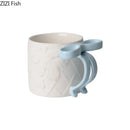 GobekUsa Bowknot Ceramic Mug & Saucer Set - Tea, Coffee, Juice Cup for Dining Table